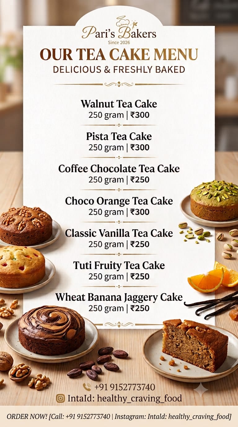 Pari's Bakers healthy tea cakes